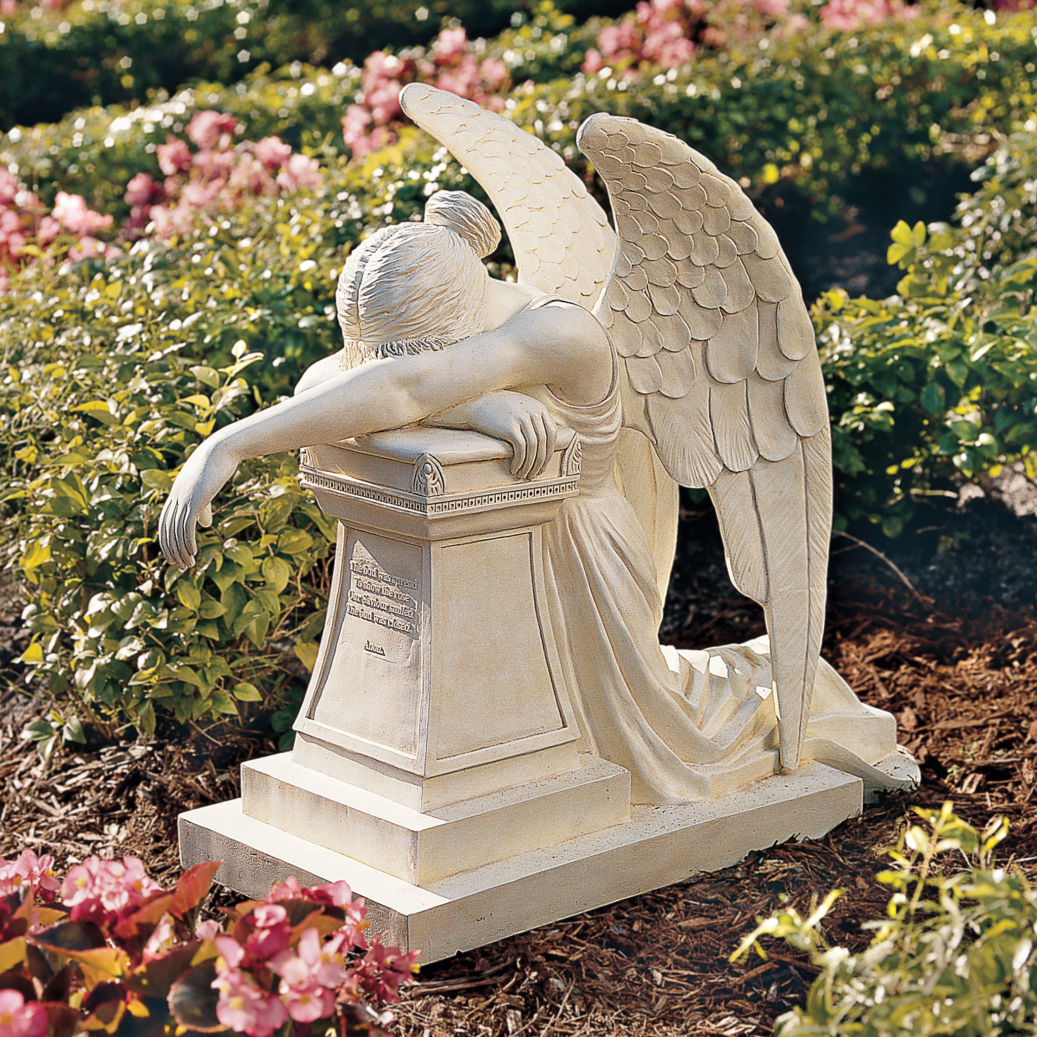 Design Toscano デザイントスカーノ 花輪を捧げ持つ平和の天使 Design Toscano Angel of Grief Monument Statue & Reviews | Wayfair